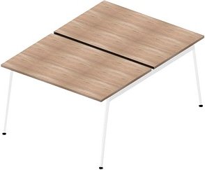 Quadrifoglio Doppelschreibtisch ulme rechteckig, 4-Fuß-Gestell weiß 120,0 x 164,0 cm