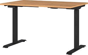 GERMANIA Agenda Home höhenverstellbarer Schreibtisch grandson-eiche rechteckig, T-Fuß-Gestell schwarz 120,0 x 80,0 cm