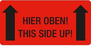250 EICHNER Warnetiketten rot »Hier oben!« 100,0 x 50,0 mm