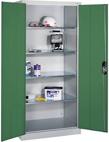 CP Stahlschrank 8922-052 S10163 lichtgrau, rededagrün 4 Fachböden 93,0 x 60,0 x 195,0 cm, aufgebaut, 1 St.