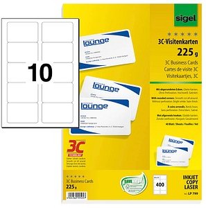 Thumbnail - SIGEL Visitenkarten LP799 satiniert weiß 225 g/qm, 400 St.