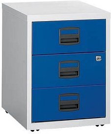 BISLEY Home Rollcontainer lichtgrau, oxfordblau 3 Auszüge 41,3 x 40,0 x 52,8 cm