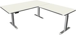 Thumbnail - Kerkmann Move 3 Premium elektrisch höhenverstellbarer Schreibtisch weiß L-Form, T-Fuß-Gestell silber 200,0 x 220,0 cm