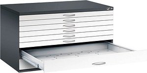 Planschrank aus Stahl, für Formate bis DIN A0, 8 Schubladen