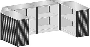 Thumbnail - SCHULTE Thekenmodul-Set MULTIplus U-Form, ohne Arbeitsplatte, lichtgrau, schwarz 357,2 x 78,0 x 100,7 cm