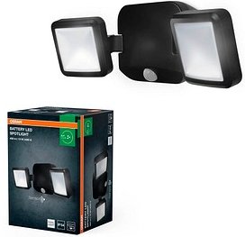 OSRAM LED-Außenleuchte mit Dämmerungssensor und Bewegungsmelder Battery LED Spotlight Double, schwarz 10 W, 1 St.