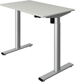 Kerkmann Move 1 base elektrisch höhenverstellbarer Schreibtisch lichtgrau rechteckig, T-Fuß-Gestell silber 100,0 x 60,0 ...