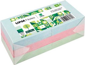 UPM Notes Pastellmix Haftnotizen doppelte Haftung farbsortiert, 12 Blöcke