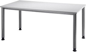 HAMMERBACHER Orbis höhenverstellbarer Schreibtisch lichtgrau rechteckig, 4-Fuß-Gestell silber 160,0 x 80,0 cm