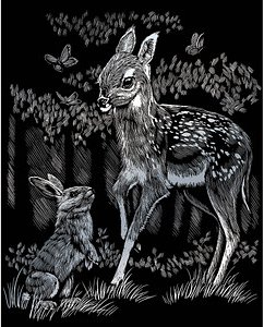 PRACHT® Creatives Kratzbild Rehkitz silber