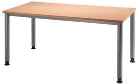 HAMMERBACHER Orbis höhenverstellbarer Schreibtisch buche rechteckig, 4-Fuß-Gestell silber 160,0 x 80,0 cm