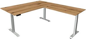 Thumbnail - Kerkmann Move 4 elektrisch höhenverstellbarer Schreibtisch eiche rechteckig, T-Fuß-Gestell silber 200,0 x 220,0 cm