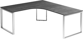 Thumbnail - röhr Imperia höhenverstellbarer Schreibtisch quarzit L-Form, Kufen-Gestell silber 180,0 x 80,0/200,0 cm