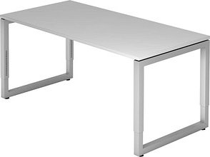 HAMMERBACHER RS16 höhenverstellbarer Schreibtisch lichtgrau rechteckig, Kufen-Gestell silber 160,0 x 80,0 cm