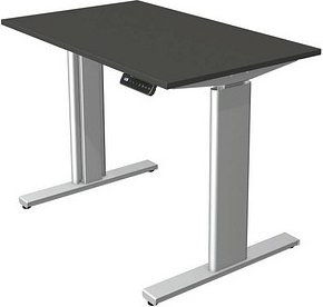 Thumbnail - Kerkmann Move 3 tube elektrisch höhenverstellbarer Schreibtisch anthrazit rechteckig, T-Fuß-Gestell silber 100,0 x 60,0 ...