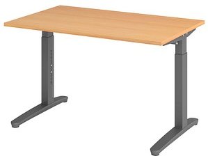 HAMMERBACHER VXB12 höhenverstellbarer Schreibtisch buche rechteckig, C-Fuß-Gestell grau 120,0 x 80,0 cm