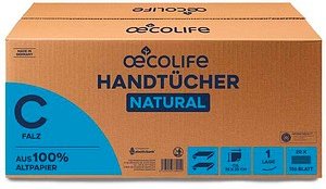 oecolife Papierhandtücher 4901200 NATURAL Lagen-Falzung 1-lagig 3.120 Tücher