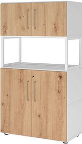 Thumbnail - HAMMERBACHER Regalschrank FlexWall, VFW48K5RG/W/R/BS weiß, asteiche 80,0 x 40,0 x 145,0 cm, 1 St.