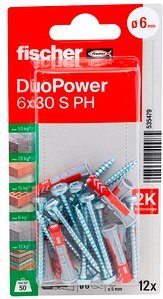 fischer DuoPower 6x30 S PH K 2K 535479 Dübel mit Schrauben Ø 6 mm x 30 mm, 12 St.