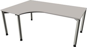 Thumbnail - fm Sidney höhenverstellbarer Schreibtisch lichtgrau C-Form, 4-Fuß-Gestell silber 180,0 x 80,0/120,0 cm