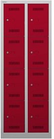 BISLEY Schließfachschrank MonoBloc ML06D4 lichtgrau, kardinalrot ML06D4506, 8 Schließfächer 61,0 x 50,0 x 170,0 cm
