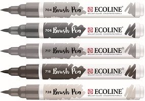 Thumbnail - Talens ECOLINE® Brush-Pens silber, 5 St.
