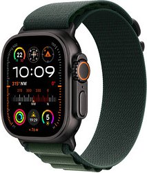 Apple Watch Ultra 2 49 mm (GPS + Cellular) Alpine Loop Medium dunkelgrün, schwarz
