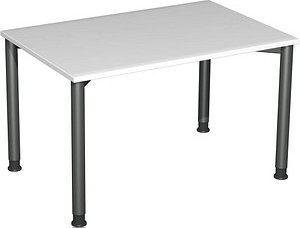 Thumbnail - geramöbel Flex höhenverstellbarer Schreibtisch lichtgrau, anthrazit rechteckig, 4-Fuß-Gestell grau 120,0 x 80,0 cm