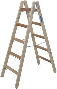 Thumbnail - KRAUSE Stehleiter beidseitig STABILO natur 2x 5 Sprossen, H: 147,0 cm