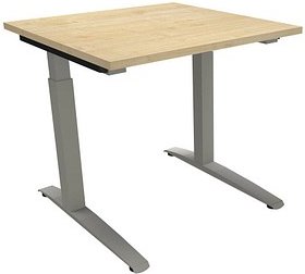 fm Sidney höhenverstellbarer Schreibtisch königsahorn rechteckig, C-Fuß-Gestell Quadratrohr silber 80,0 x 80,0 cm