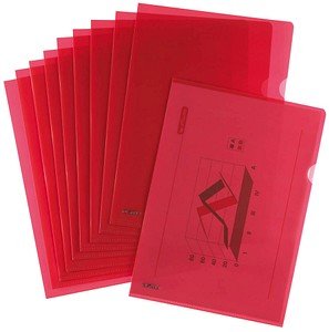 10 herlitz Sichthüllen DIN A4 rot genarbt 0,19 mm