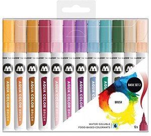 Thumbnail - MOLOTOW Aqua Color Basic Set 2 Brush-Pens farbsortiert, 12 St.