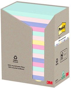 Post-it® Recycling Notes Haftnotizen farbsortiert, 16 Blöcke