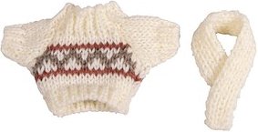 Rayher Dekoartikel mehrfarbig Wichtel Mini Strickpullover Lasse + Schal, 1 Set