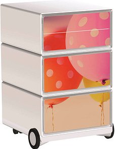 PAPERFLOW easyBox Colour Rollcontainer weiß, bunt 61595 4 Auszüge 39,0 x 43,6 x 64,2 cm