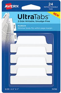 AVERY Zweckform UltraTabs Schmal Haftmarker weiß 24 Blatt