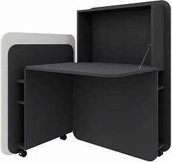 Thumbnail - fm FLATup Sekretär graphit/ diamantweiß rechteckig, schwarz 107,0 x 41,5 - 91,0 cm