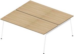 Quadrifoglio Doppelschreibtisch eiche rechteckig, 4-Fuß-Gestell weiß 180,0 x 164,0 cm