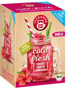 TEEKANNE cold & fresh Hibiskus-Himbeere-Zitronengras Bio-Tee 15 Portionen