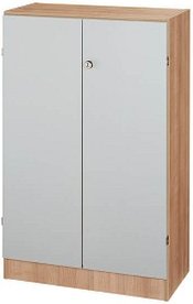 HAMMERBACHER Aktenschrank Schrank Prokura, V6550/N/S/SG nussbaum, silber 2 Fachböden 80,0 x 42,0 x 127,0 cm