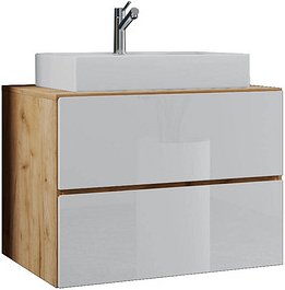Thumbnail - VCM my bath Badmöbel-Set 2-teilig Lendas S 915286 honig-eiche, weiß 81,0 x 46,0 x 69,0 cm