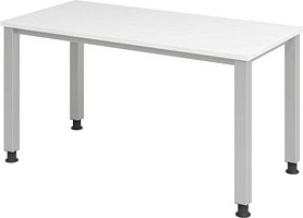 HAMMERBACHER QS614 Schreibtisch weiß rechteckig, 4-Fuß-Gestell silber 140,0 x 67,2 cm