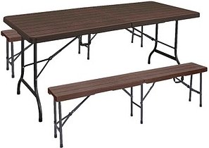 Garden Pleasure Bierzeltgarnitur TABORA, schwarz Kunststoff, Metall, 3-teilig