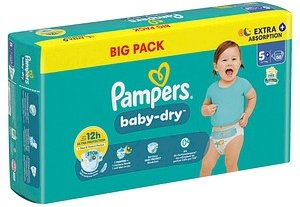 Pampers® Windeln baby-dry™ BIG PACK Größe Gr.5+ (12-17 kg) für Babys und Kleinkinder, 50 St.