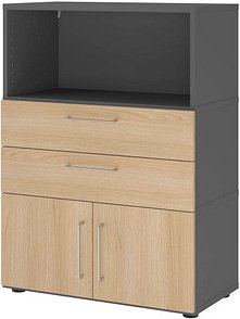 Thumbnail - HAMMERBACHER Regalschrank FlexWall, VFW38K1KG/G/E/BS grafit, eiche 80,0 x 40,0 x 109,8 cm, 1 St.