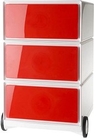 Thumbnail - PAPERFLOW easyBox Rollcontainer weiß, rot 3 Auszüge 39,0 x 43,6 x 64,2 cm