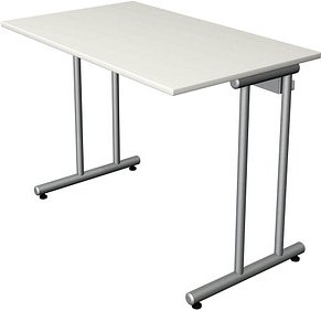 Kerkmann Smart office Schreibtisch weiß rechteckig, C-Fuß-Gestell silber 100,0 x 60,0 cm