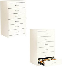 mauser client cardy Karteischrank reinweiß 6 Schubladen 80,0 x 60,0 x 135,0 cm