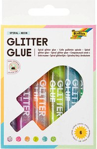 6 folia Glitter Glue SPIRAL NEON Klebestifte 6 x 10,5 ml