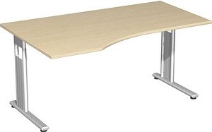 Thumbnail - geramöbel Flex Schreibtisch ahorn L-Form, C-Fuß-Gestell silber 180,0 x 100,0 cm